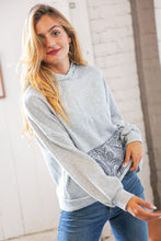 Load image into Gallery viewer, Grey Paisley Cotton Sash Tied Back Loose Fit Hoodie