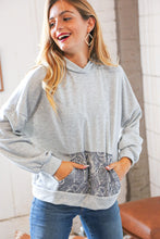 Load image into Gallery viewer, Grey Paisley Cotton Sash Tied Back Loose Fit Hoodie