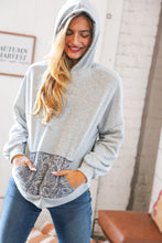 Load image into Gallery viewer, Grey Paisley Cotton Sash Tied Back Loose Fit Hoodie
