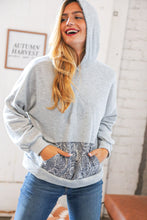 Load image into Gallery viewer, Grey Paisley Cotton Sash Tied Back Loose Fit Hoodie