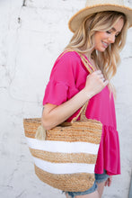 Load image into Gallery viewer, Beige and Cream Boho Weaved Tote Bag