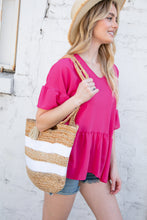 Load image into Gallery viewer, Beige and Cream Boho Weaved Tote Bag