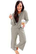 Load image into Gallery viewer, Ribbed Drop Shoulder Pullover and Pants Lounge Set