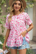 Load image into Gallery viewer, Floral Round Neck Short Sleeve Shirt