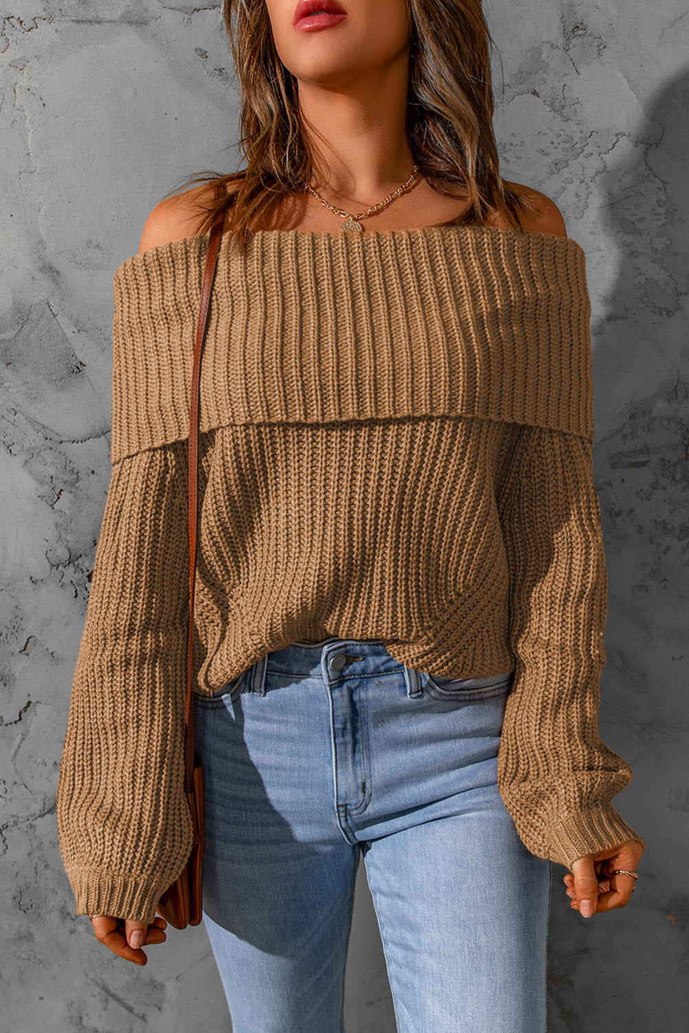 Fold Over Off Shoulder Sweater