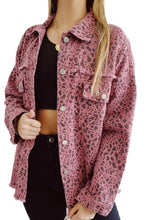 Load image into Gallery viewer, Stars &amp; Animal Spots Print Button Up Denim Shacket