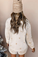 Load image into Gallery viewer, Plush Star Pattern Long Sleeve Pullover and Shorts Lounge Set