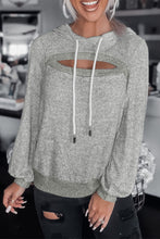 Load image into Gallery viewer, Ribbed Trim Cut-out Bust Drawstring Hoodie