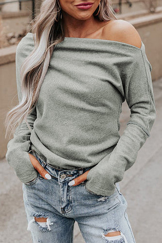 Asymmetric Off-shoulder Long Sleeve Knit Top