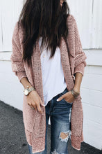 Load image into Gallery viewer, Plaid Knitted Long Open Front Cardigan