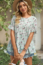 Load image into Gallery viewer, Floral Round Neck Short Sleeve Shirt