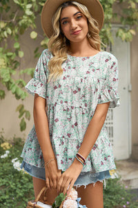 Floral Round Neck Short Sleeve Shirt