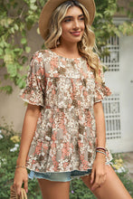 Load image into Gallery viewer, Floral Round Neck Short Sleeve Shirt