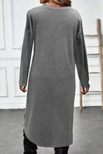 Load image into Gallery viewer, Slit Waffle-Knit Round Neck Long Sleeve T-Shirt
