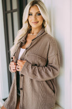 Load image into Gallery viewer, Khaki Oversize Textured Knit Button Front Shacket