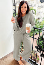 Load image into Gallery viewer, Ribbed Drop Shoulder Pullover and Pants Lounge Set