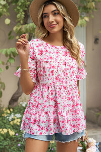 Floral Round Neck Short Sleeve Shirt