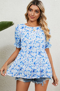 Floral Round Neck Short Sleeve Shirt