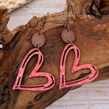 Load image into Gallery viewer, Cutout Heart Shape Wood Earrings