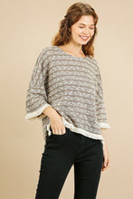 Load image into Gallery viewer, Heathered Striped Knit Bell Sleeve Round Neck Top