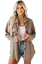 Load image into Gallery viewer, Khaki Oversize Textured Knit Button Front Shacket