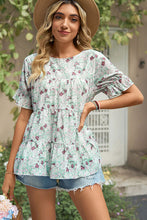 Load image into Gallery viewer, Floral Round Neck Short Sleeve Shirt