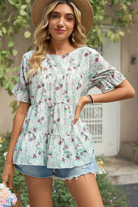 Floral Round Neck Short Sleeve Shirt