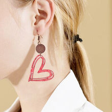 Load image into Gallery viewer, Cutout Heart Shape Wood Earrings