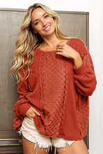 Load image into Gallery viewer, BiBi Checkered Spliced Long Sleeve Top