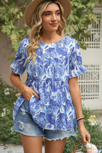 Load image into Gallery viewer, Floral Round Neck Short Sleeve Shirt