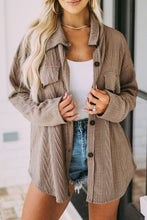 Load image into Gallery viewer, Khaki Oversize Textured Knit Button Front Shacket