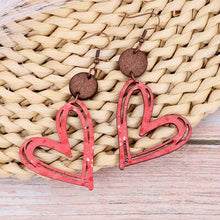Load image into Gallery viewer, Cutout Heart Shape Wood Earrings