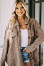 Load image into Gallery viewer, Khaki Oversize Textured Knit Button Front Shacket