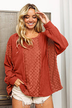 Load image into Gallery viewer, BiBi Checkered Spliced Long Sleeve Top