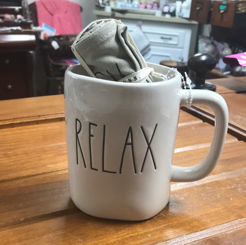 Rae Dunn Relax Mug With Tea Towel