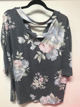 Load image into Gallery viewer, Grey Floral 3/4 Sleeve-L