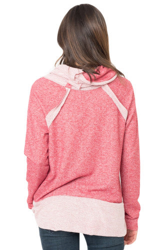 Pink Raw Edge Cowl Neck