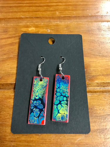 864 Effex Hand Painted Earrings- Rectangle