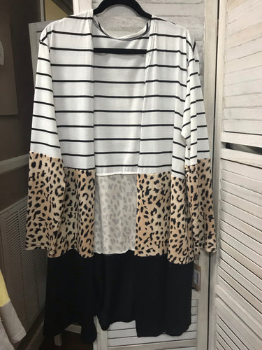Leopard Color Block Cardi 2X