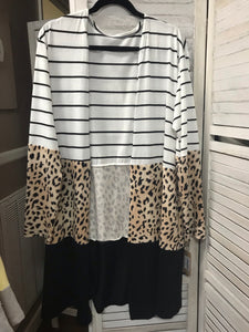Leopard Color Block Cardi 2X