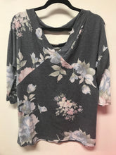 Load image into Gallery viewer, Grey Floral 3/4 Sleeve-L