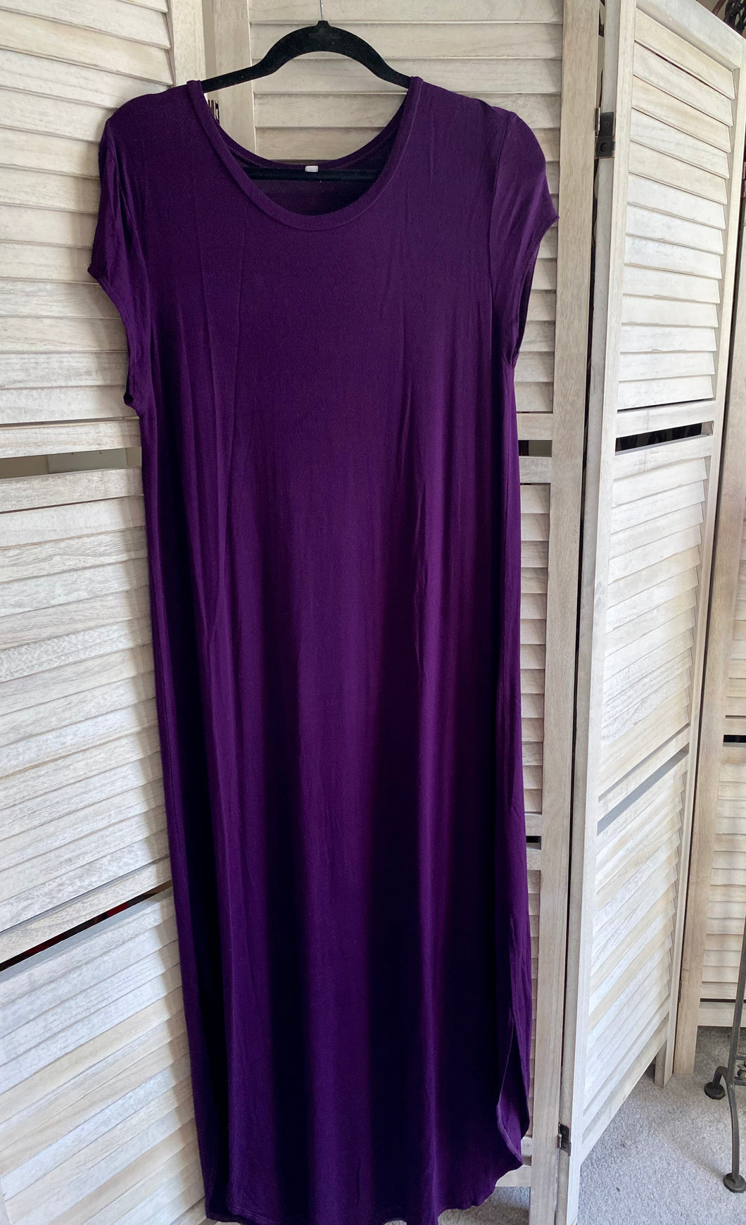 Purple Cap Sleeve Maxi Dress