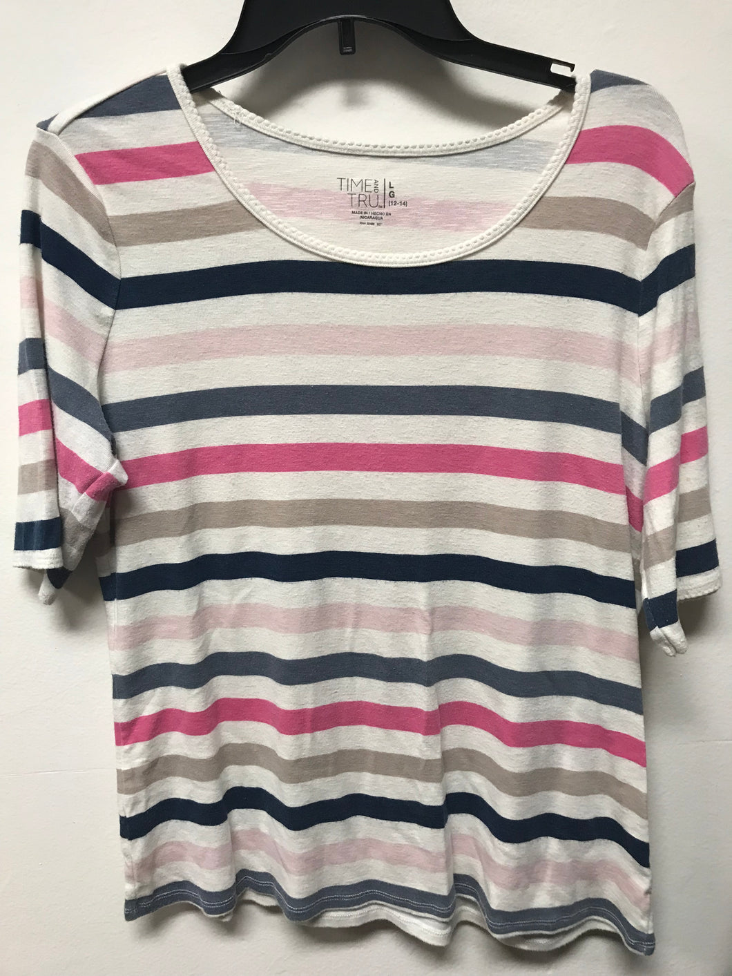 Time And Tru Stripe Tee- L