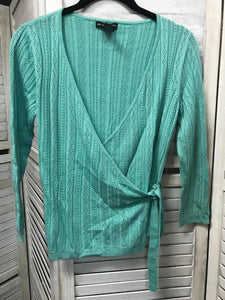 NY&CO Green Wrap Sweater- Small