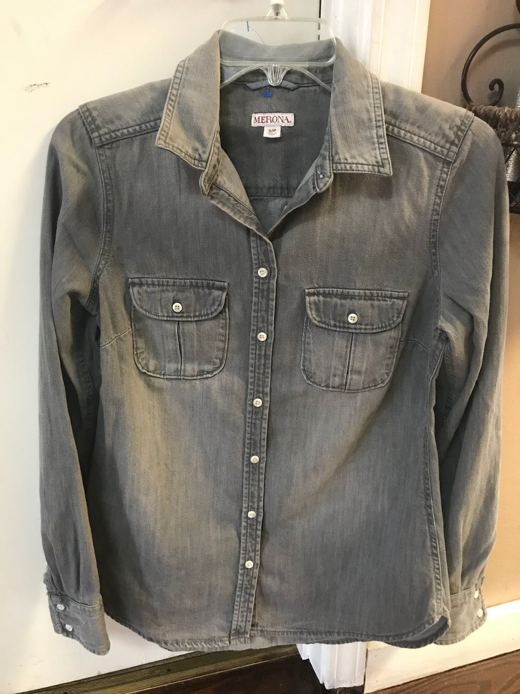 Merona Grey Button Front Top- S