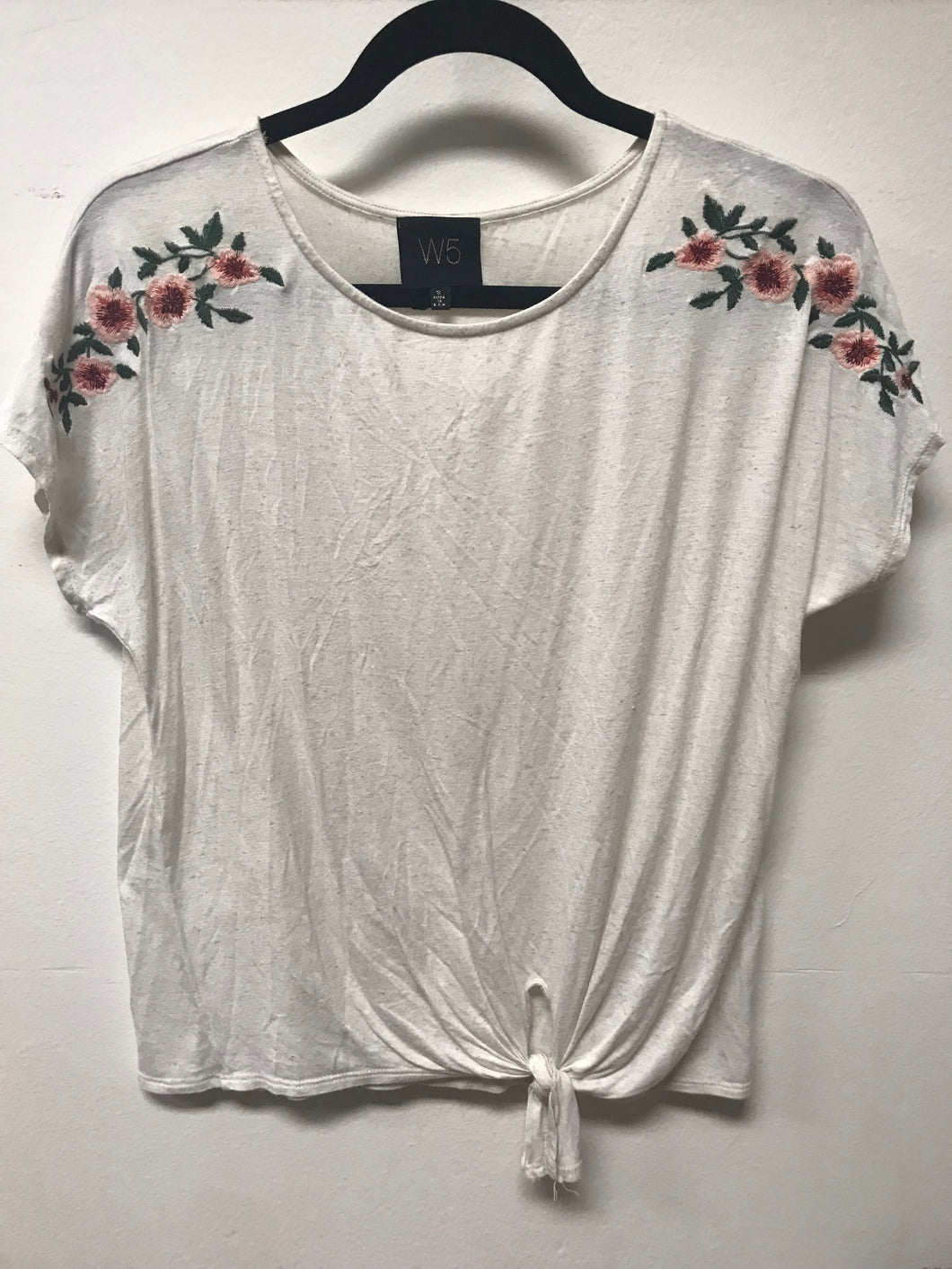 W5 Cream Top With Floral Accent- Small
