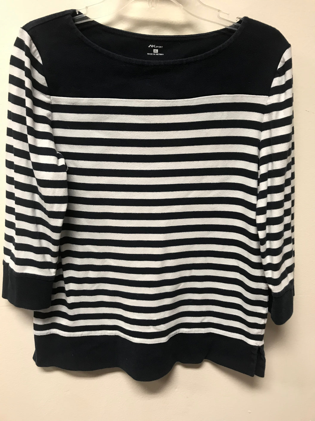 Navy/White Stripe 3/4 Sleeve-XL