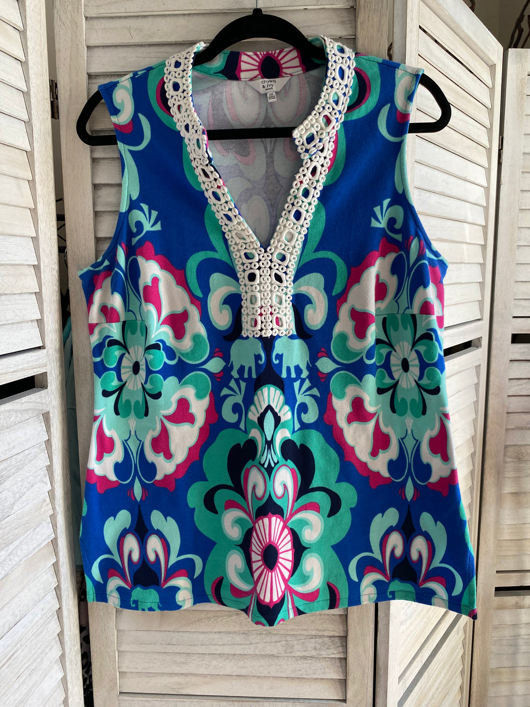 Crown & Ivy Bright Multi Sleeveless Top