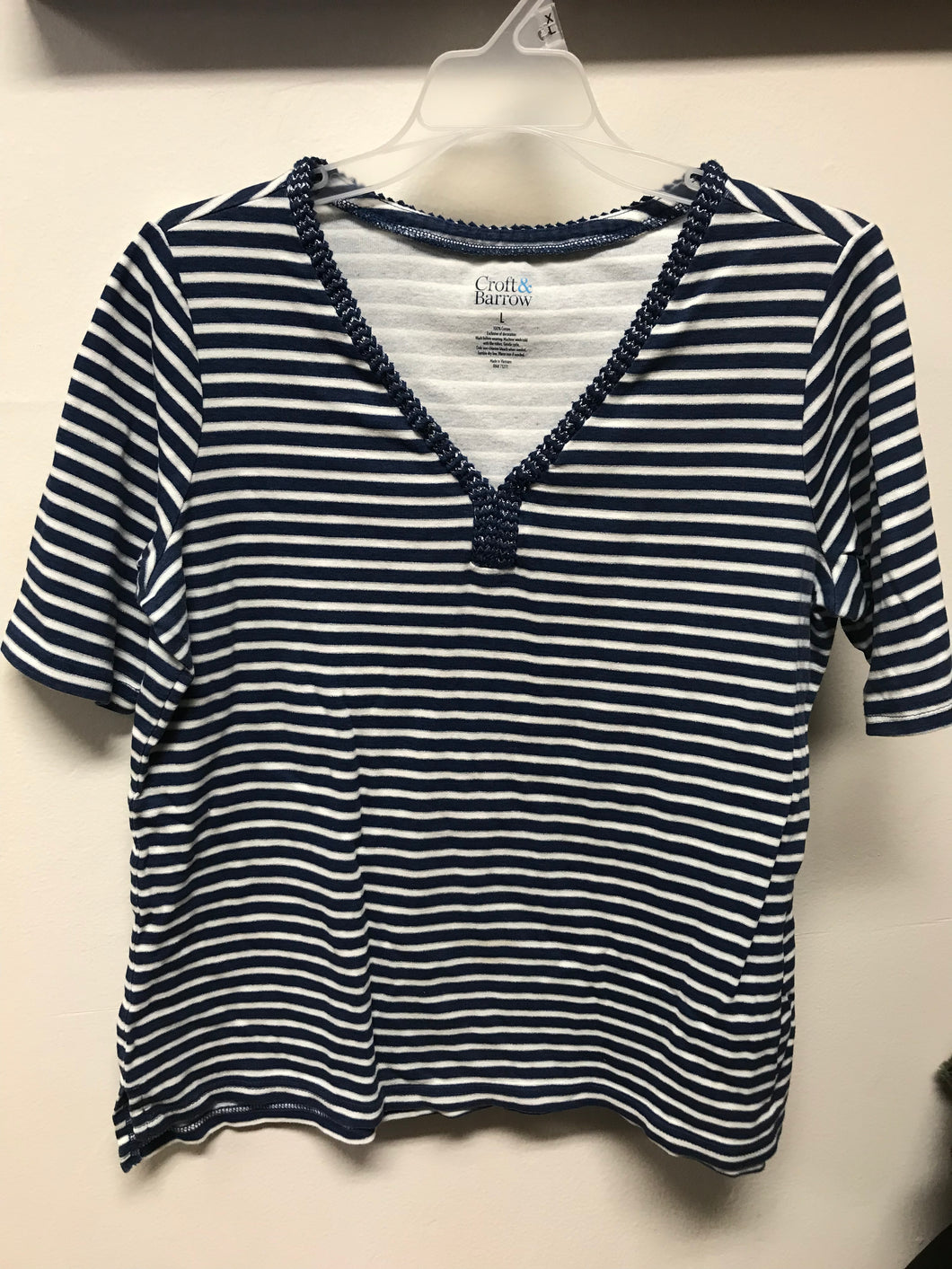 Croft & Barrow Blue Stripe Tee- Large