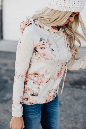 Beige Floral Hoodie
